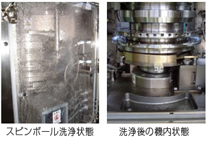 スピンボール洗浄状態　洗浄後の機内状態